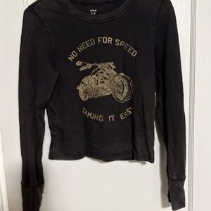 Aerie Black Long Sleeve Women’s Long Sleeve Crop Top